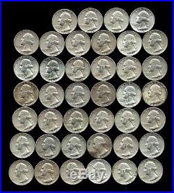 ONE ROLL OF WASHINGTON QUARTERS (1960-64) 90% Silver (40 Coins) LOT S94