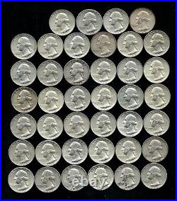 ONE ROLL OF WASHINGTON QUARTERS (1961-64) 90% Silver (40 Coins) LOT D93