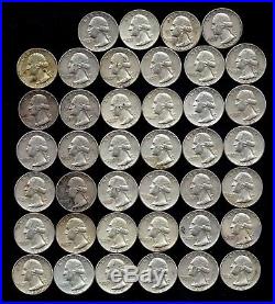 ONE ROLL OF WASHINGTON QUARTERS (1961-64) 90% Silver (40 Coins) LOT D95