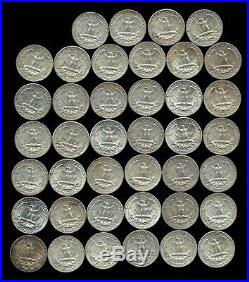 ONE ROLL OF WASHINGTON QUARTERS (1961-64) 90% Silver (40 Coins) LOT Q18