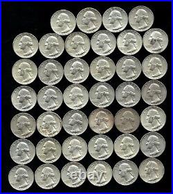 ONE ROLL OF WASHINGTON QUARTERS (1962-64) 90% Silver (40 Coins) LOT D94
