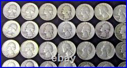 ONE ROLL OF WASHINGTON QUARTERS 40-60's 90% SILVER (40 COINS) Collection #2