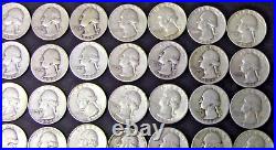 ONE ROLL OF WASHINGTON QUARTERS 40-60's 90% SILVER (40 COINS) Collection #2