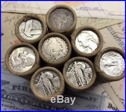 ONE Washington Standing Liberty Barber Quarter Roll 40 Coins 1932-1964 PDS