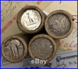 ONE Washington Standing Liberty Barber Quarter Roll 40 Coins 1932-1964 PDS
