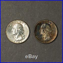 ORIGINAL ROLL of 1941 Washington Quarter Dollars BU COINS, END CAPS, TONING #2