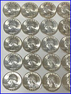 Old Original Paper roll BU1963p Silver Quarters 40 Coins $10 FV #2