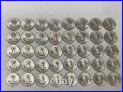 Old Original Paper roll BU1964p Silver Quarters 40 Coins $10 FV #1