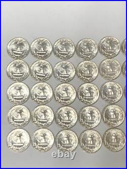Old Original Paper roll BU1964p Silver Quarters 40 Coins $10 FV #1