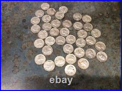 One (1) Full Roll 40 Coins 90% Silver -1964 P & D Washington Quarters XF/AU