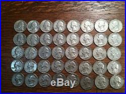 One Roll Of 40 Coins Face Value $10 90% Silver Washington Quarters