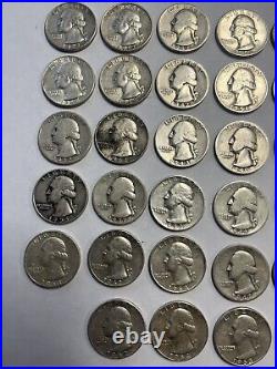 One Roll Of 40 Washington Quarters (1940-64) 90% Silver