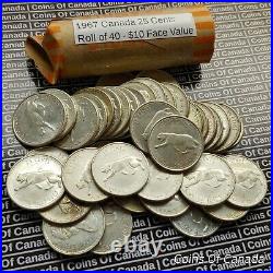 One Roll Of Circulated 1967 Canada Silver Quarters $10 Face Value #coinsofcanada