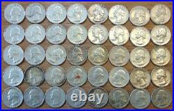 One Roll Of Forty (40) Silver 1963 Washington Quarters
