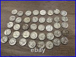 One Roll Of Washington Quarters (1942-64) 90% Silver 40 Coins