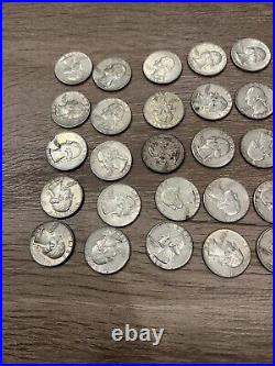 One Roll Of Washington Quarters (1942-64) 90% Silver 40 Coins