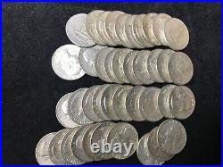One Roll Of Washington Quarters  90% Silver (40 Coins) 007