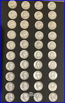 One Roll of (40) Washington Quarters (25¢) 90% Silver Mixed Dates & Mintmarks