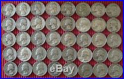 One Roll of (40) of Washington Quarters (25¢) 90% Silver Mixed Dates