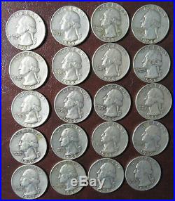 One roll ($10.00) Washington silver quarters, D mint, 1953 through 1959