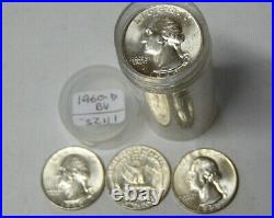 Original BU Roll 1960-D Washington Silver Quarters 40 Uncirculated Coins