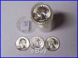 Original BU Roll 1962-D Washington Silver Quarters 40 Uncirculated Denver Coins
