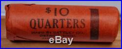 Original Bankwrapped Roll 1959 P Washington Quarters Old Tyme Paper End Plug
