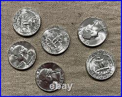 Original Roll 1964-D Silver Washington Quarters Ch/Gem BU From OBW Toned Enders