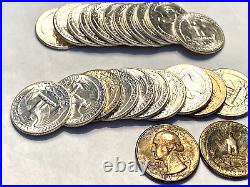 Partial Original Roll 1951-D 90% Silver BU Unc Washington Quarters 23 Coins
