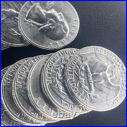 Partial Roll 1954 90% Silver BU TO GEM BU Washington Quarters 34 Coins ICY WHITE