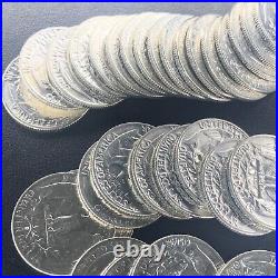 Partial Roll 1956D 90% Silver BU 2 GEM BU Washington Quarters 31 Coins ICY WHITE
