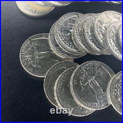 Partial Roll 1956D 90% Silver BU 2 GEM BU Washington Quarters 31 Coins ICY WHITE