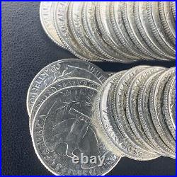 Partial Roll 1957 90% Silver BU TO GEM BU Washington Quarters 37 Coins ICY WHITE