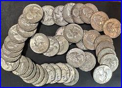 Prepare 40 roll of 1964 25 cent Washington Quarter 90% sliver