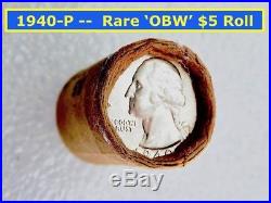 RARE $5 HALF-ROLL 1940-P WASHINGTON QUARTERS (r8005)