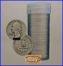 ROLL (40 COINS) WASHINGTON 90% SILVER 25 CENTS, G to AU #B417-40LOT