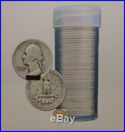 ROLL (40 COINS) WASHINGTON 90% SILVER 25 CENTS, VG to AU #B417-40LOT