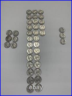 ROLL OF 40 $10 Face Value Mixed Date 90% Silver Washington Quarters 1942 1964