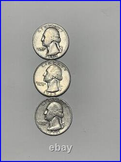 ROLL OF 40 $10 Face Value Mixed Date 90% Silver Washington Quarters 1942 1964