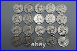ROLL OF (40) WASHINGTON SILVER QUARTERS 90% SILVER COINS 1930s-1950s