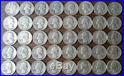 ROLL OF WASHINGTON QUARTERS 1934-1962-40 Coins 90% Silver Roll 3