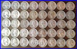 ROLL OF WASHINGTON QUARTERS 1940-1964-40 Coins 90% Silver Roll 4