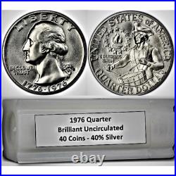 ROLL SILVER 1976 S BU Bicentennial Washington quarter Uncirculated 40 Gem Coins