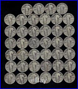 ROLL STANDING LIBERTY QUARTERS 1925-1930 90% Silver (40 Coins) LOT E30