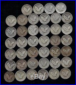 ROLL STANDING LIBERTY QUARTERS 1925-1930 90% Silver (40 Coins) LOT F68