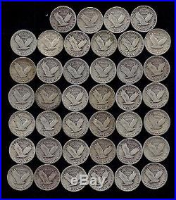 ROLL STANDING LIBERTY QUARTERS 1925-1930 90% Silver (40 Coins) LOT T81
