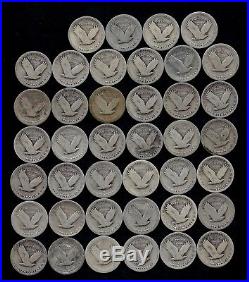ROLL STANDING LIBERTY QUARTERS WORN/DAMAGED 90% Silver (40 Coins) LOT A20