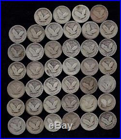 ROLL STANDING LIBERTY QUARTERS WORN/DAMAGED 90% Silver (40 Coins) LOT B41