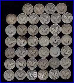 ROLL STANDING LIBERTY QUARTERS WORN/DAMAGED 90% Silver (40 Coins) LOT B42