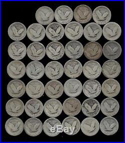 ROLL STANDING LIBERTY QUARTERS WORN/DAMAGED 90% Silver (40 Coins) LOT L61